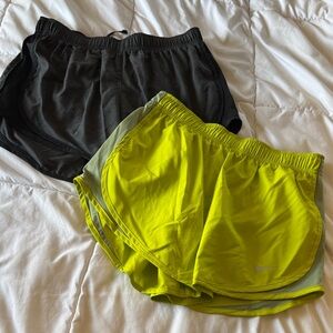 Nike Women's Dri-fit Shorts — Neon Yellow & Dark Grey